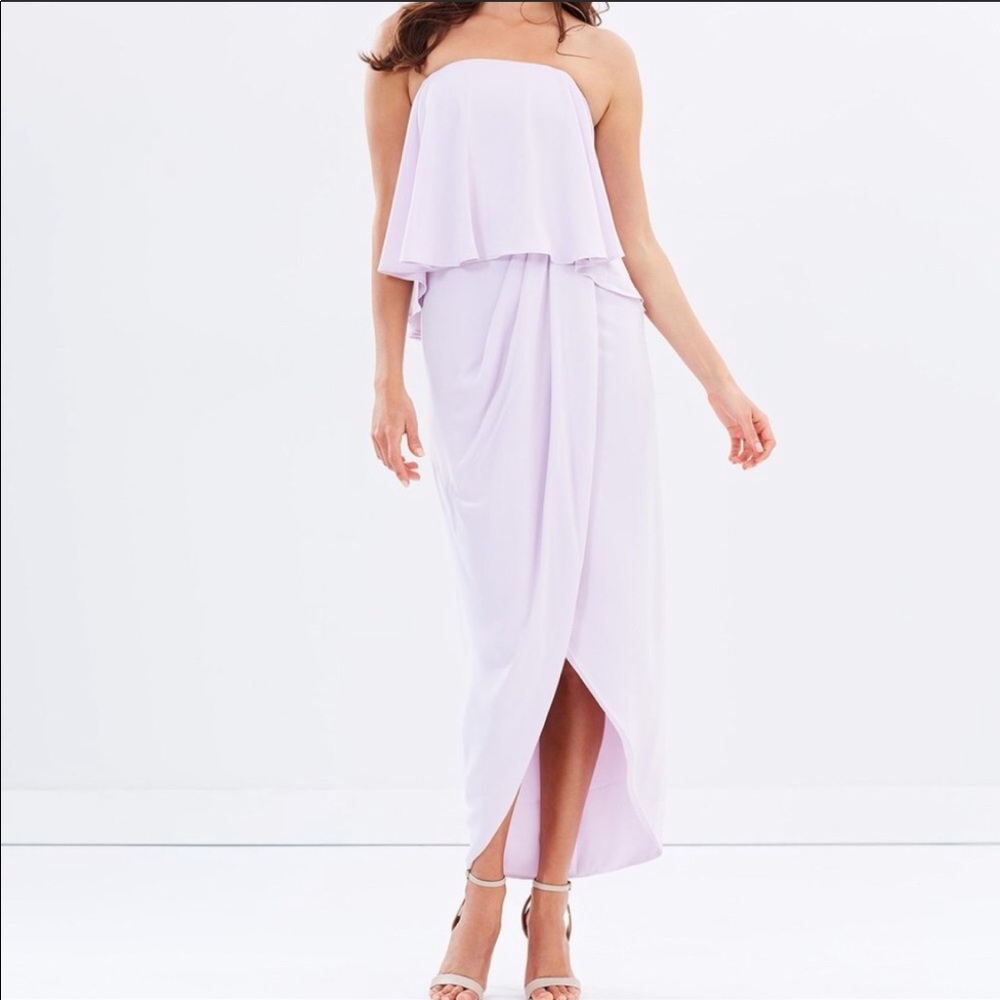 NWT Shona Joy Lilac Strapless Frill cocktail dress